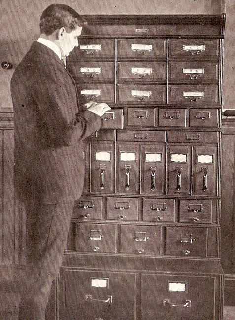 enormous all original early 20th century antique american industrial "fire-proof" chicago courthouse heavy gauge steel filing cabinet with faux wood grain enameled finish