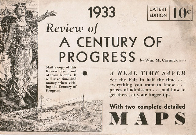 unique america depression era "review of a century of progress" fold out map and guide of the 1933 chicago world's fair