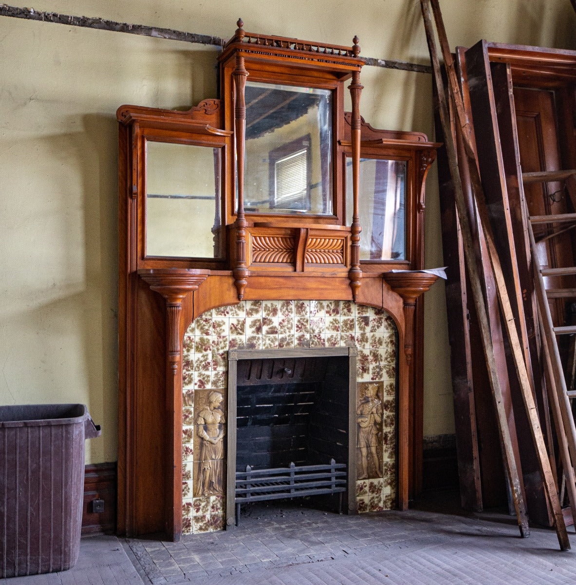 set of original late 1880s salvaged chicago american encaustic tile company salvaged chicago full-figured majolica-glazed tiles
