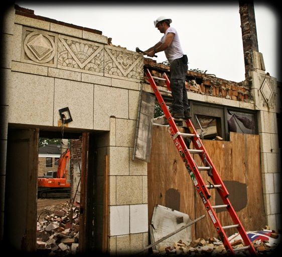 original j.e.o. pridmore 1931 interior lobby staircase art deco style plaster cove molding salvaged from the nortown theater