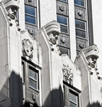 oversize early 1930's american depression era ornamental cast iron arch top city-bank farmers trust building elevator floor indicator plaque with bronze numbers