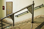 matching set of original historically important nickel-plated bronze bunte candy factory lobby interior newel posts