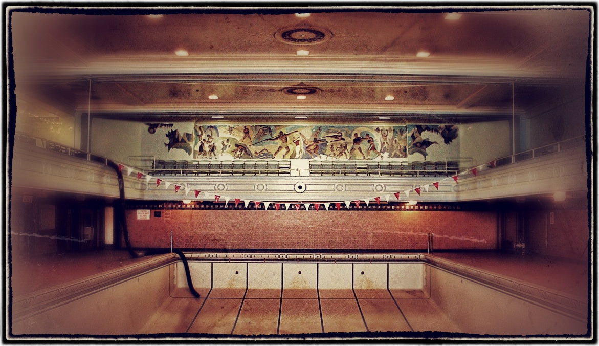 late 1920's important original and documented interior lakeshore drive athletic club wall-mount polychromatic nautical-themed red clay figural tile