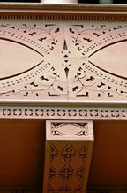 original c. 1890's james charnley exterior painted fret-sawn pine wood single-sided fragment salvaged from the restored front facade projecting wood balcony