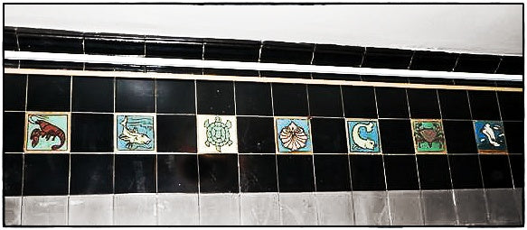 remarkable c. 1927 nautical-themed lakeshore drive athletic club swimming pool room wall-mount polychromatic slip glaze faience earthenware tile