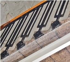 single early 20th century historically important hugh garden-designed cast iron michael reese hospital staircase baulster