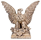 original and intact american stand-alone c. 1917 figural white glazed terra cotta spread-winged eagle perched on arrows