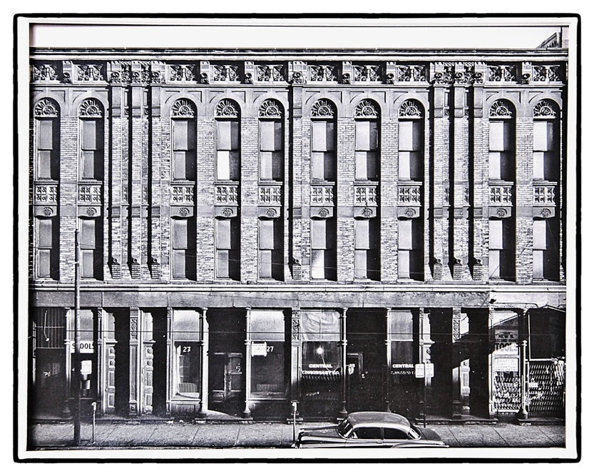 rare mid-1950's original richard nickel silver gelatin photograph or print of the levi rosenfeld commercial building facade shortly before demolition