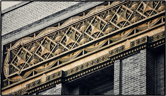 original c. 1905-07 american prairie school style speckle glazed michael reese hospital terra cotta stringcourse "thistle" rosette fragment