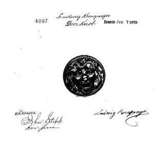 rare 1870s ludwig kruezinger-designed cast bronze residential entrance lion head doorknob