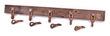 nicely worn and weathered vintage american made c. 1930's industrial farmstead conveyor belt eye grab hooks