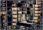 one of two nearrly matching original antique american c. 1919-20 machined cast bronze "stockwell's patent" three-movement noel bank vault door time clock