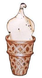 unique original and intact single-sided diminutive die cut steel vitreous or porcelain enameled dairy queen exterior ice cream cone sign with grommets