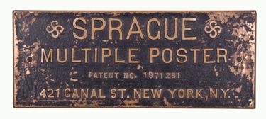 original and intact c. 1930's large single-sided heavy cast bronze multiple poster device sign plaque