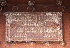 original early 20th century american vintage industrial flush mount chicago & northwestern railroad bridge plaque comprised of cast iron with brushed metal finish