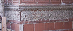 elegantly designed late 19th century ywca building exterior glazed terra cotta entrance surround frieze panel with salmon-colored finish