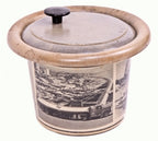 original and intact vintage c. 1950's unusual insulated advertising ice bucket with industrial imagery