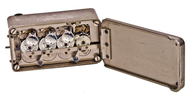 original and intact historically important c. 1920's american heavily reinforced nickel-plated cast bronze first national bank vault door three movement clock