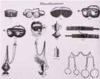 largely intact early 20th century antique american oddfellows fraternal organization velvet-lined "hoodwinks" with elastic head strap and steel "blinders"