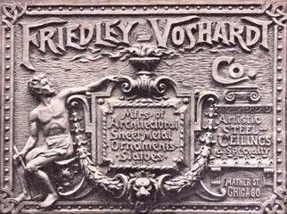 original early 20th century "sullivanesque" stamped tin ceiling panel executed by friedley-voshardt