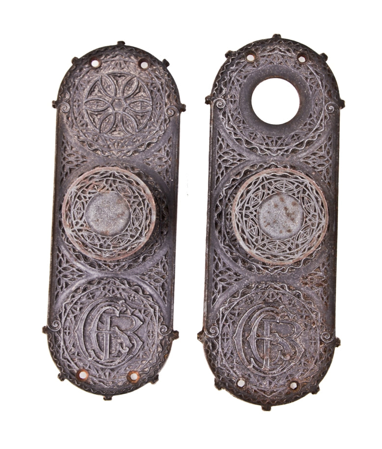 complete set of original c. 1893-4 american antique interior chicago stock exchange building office door monogrammed hardware