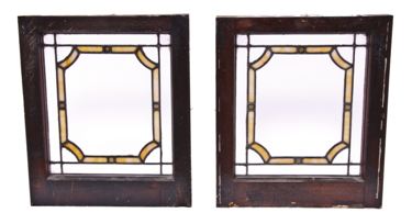 single c. 1920's residential leaded art glass window gold leaf flash glass accentssingle c. 1920's residential leaded art glass window gold leaf flash glass accents