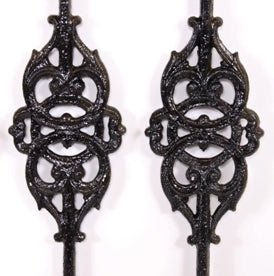 original and remarkably intact complete set of five matching c. 1880's antique salvaged milwaukee vintage ornamental cast iron exterior fence balusters