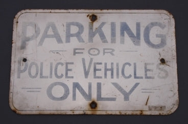 original and remarkably intact rare antique industrial city of chicago c. 1950's single-sided police station parking sign