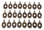 intact and remarkably rare large lot of 28 matching early 20th century ornamental cast brass doorknob rosettes