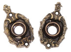 intact and remarkably rare large lot of 28 matching early 20th century ornamental cast brass doorknob rosettes