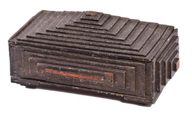 remarkable art deco style depression era american tramp art pyramidal or stepped box