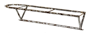 original and remarkably intact c. 1900's salvaged chicago antique old industrial butcher shop pot rack comprised of riveted steel with weathered finish
