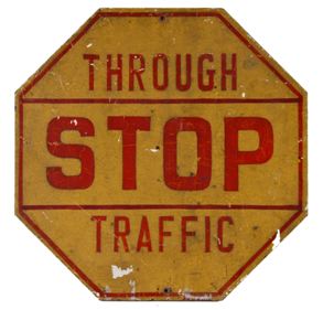 original and remarkably rare 20th c. depression era antique american city of chicago single-sided city stop sign with allover crazed finish