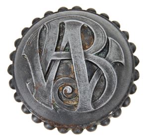 original late 19th century ornamental cast iron wainwright building monogrammed doorknob