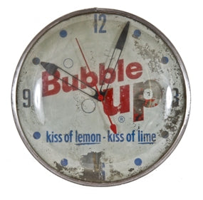 original and remarkably intact retro c. 1950's illuminated electric "bubble up" service station or diner wall clock