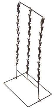 original and remarkably intact vintage c. 1940's antique chicago corner store black enameled steel counter freestanding clip strip rack