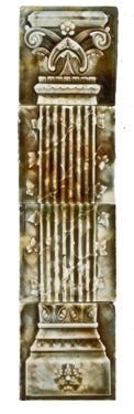 unique late 19th century majolica glazed american fluted column fireplace tile set