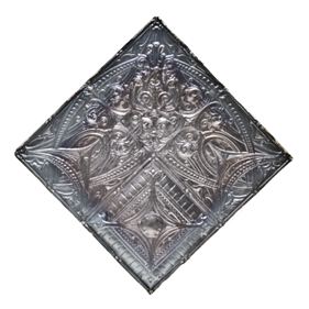 original and very rare early 20th century historic chicago antique architectural deeply embossed "sullivanesque" style tin ceiling corner panel