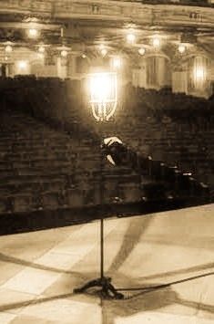refinished fully functional  vintage american freestanding theater stage "ghost light" with brushed metal finish