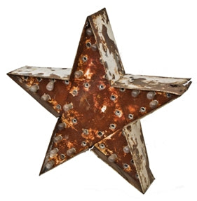c. 1940's double-sided folded steel bare bulb star-shaped motel sign