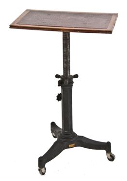 completely intact c. 1930's vintage industrial mobile "karlo" typewriter display table