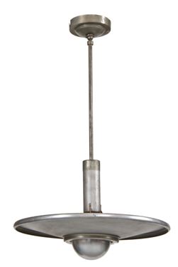 original c. 1930's machine age "alzak" aluminum interior commercial building pendant light