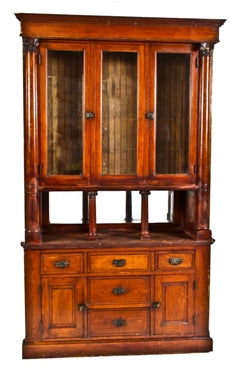 impressive early 20th century varnished oak interior residential built-in cabinet