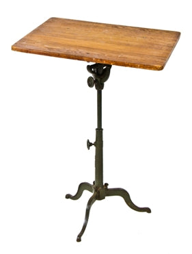 early 20th century vintage industrial draftsman table with fully adjustable cast iron base