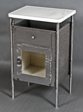hard to find c. 1920's vintage medical supply cabinet with porcelain enameled top