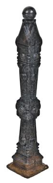 c. 1880's black enameled ornamental cast iron freestanding exterior residential newel post