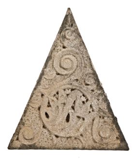 hard to find late 19th century ornamental limestone exterior residential triangular pediment