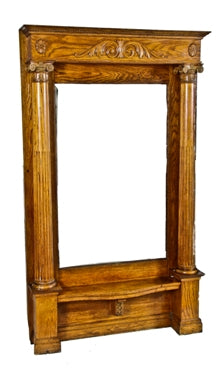 late 19th century varnished white oak interior residential interior pier mirror or "console"