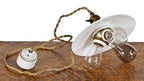 one of two original and completely intact flush mount two-piece concealed or enclosed white ceramic bryant pendant light fixture canopies or "rosettes"