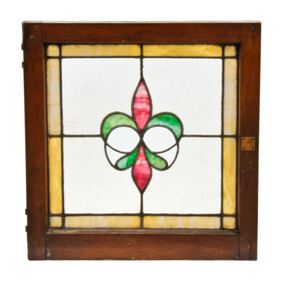 intact c. 1915-20 american arts & crafts or craftsman style stained glass casement window